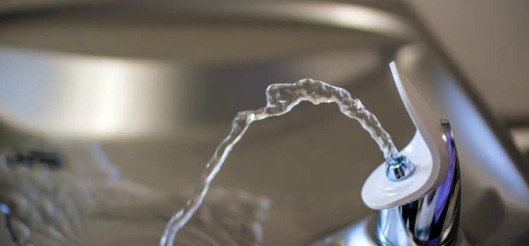 Public drinking water fountain in a business facility