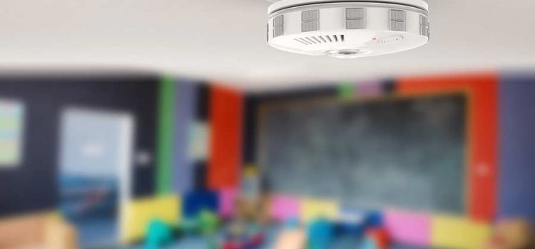 Spicewood air purifiers' carbon monoxide detector safeguarding a children's play room on the ceiling