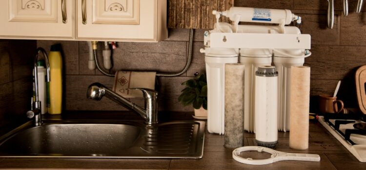 a Pflugerville water filter installation in a house kitchen